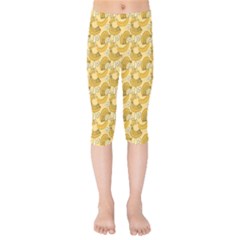 Yellow Banana Pattern Kids  Capri Leggings  by NorthernWhimsy