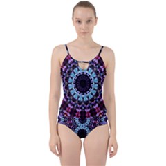 Kaleidoscope Mandala Purple Pattern Art Cut Out Top Tankini Set by paulaoliveiradesign