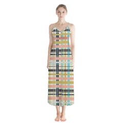 Plaid Pattern Button Up Chiffon Maxi Dress by linceazul