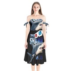 The Shark Movie Shoulder Tie Bardot Midi Dress by Valentinaart