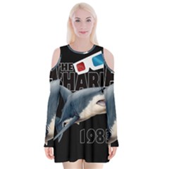 The Shark Movie Velvet Long Sleeve Shoulder Cutout Dress by Valentinaart