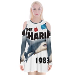 The Shark Movie Velvet Long Sleeve Shoulder Cutout Dress by Valentinaart