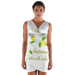 When Life Gives You Lemons Wrap Front Bodycon Dress by Valentinaart