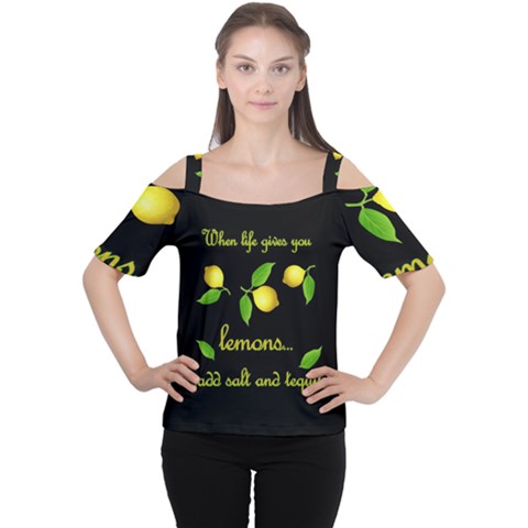 When Life Gives You Lemons Cutout Shoulder Tee by Valentinaart