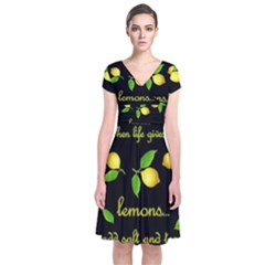 When Life Gives You Lemons Short Sleeve Front Wrap Dress by Valentinaart