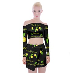 When Life Gives You Lemons Off Shoulder Top With Skirt Set by Valentinaart