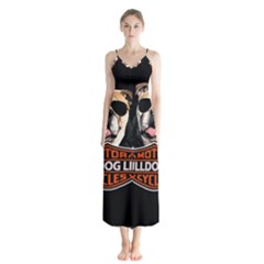 Bulldog Biker Button Up Chiffon Maxi Dress by Valentinaart