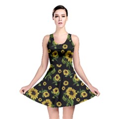 Sunflowers Pattern Reversible Skater Dress by Valentinaart