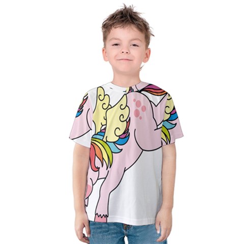 Unicorn Arociris Raimbow Magic Kids  Cotton Tee by Nexatart