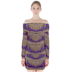 Pearl Lace And Smiles In Peacock Style Long Sleeve Off Shoulder Dress by pepitasart