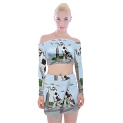 Great Dane Off Shoulder Top With Skirt Set by Valentinaart