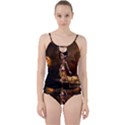 Steampunk, Cute Little Steampunk Girl In The Night With Clocks Cut Out Top Tankini Set View1