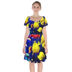 Tropical Fish Short Sleeve Bardot Dress by Valentinaart