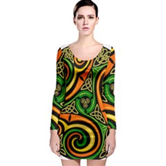 Celtic Celts Circle Color Colors Long Sleeve Bodycon Dress by Nexatart