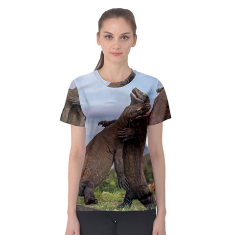 Komodo Dragons Fight Women s Sport Mesh Tee by Nexatart