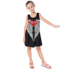 Angel Heart Tattoo Kids  Sleeveless Dress by Valentinaart