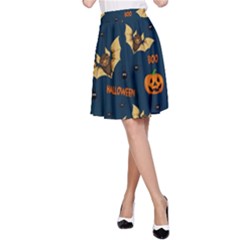 Bat, Pumpkin And Spider Pattern A-line Skirt by Valentinaart