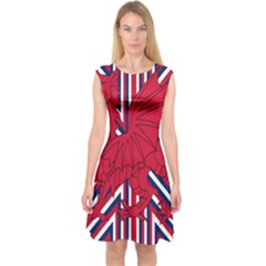 Alternatively Mega British America Red Dragon Capsleeve Midi Dress by Mariart