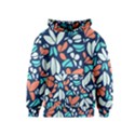 Blue Tossed Flower Floral Kids  Pullover Hoodie View1