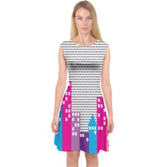 Building Polka City Rainbow Capsleeve Midi Dress by Mariart