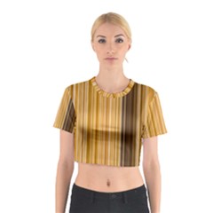 Brown Verticals Lines Stripes Colorful Cotton Crop Top by Mariart