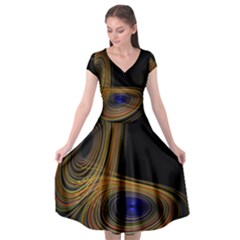 Wondrous Trajectorie Illustrated Line Light Black Cap Sleeve Wrap Front Dress by Mariart