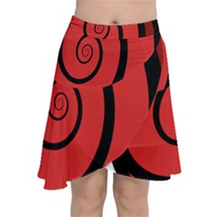 Double Spiral Thick Lines Black Red Chiffon Wrap by Mariart