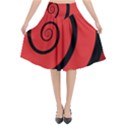 Double Spiral Thick Lines Black Red Flared Midi Skirt View1