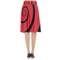 Double Spiral Thick Lines Black Red Flared Midi Skirt View2