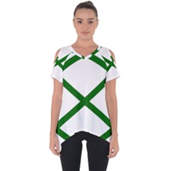 Lissajous Small Green Line Cut Out Side Drop Tee by Mariart