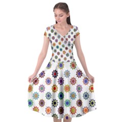 Flowers Pattern Recolor Artwork Sunflower Rainbow Beauty Cap Sleeve Wrap Front Dress by Mariart