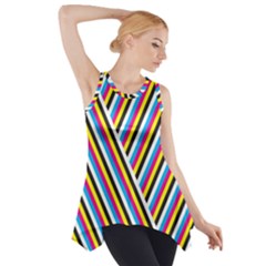 Lines Chevron Yellow Pink Blue Black White Cute Side Drop Tank Tunic by Mariart