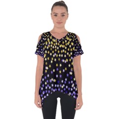 Space Star Light Gold Blue Beauty Black Cut Out Side Drop Tee by Mariart