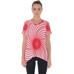 Spiral Red Polka Star Cut Out Side Drop Tee by Mariart