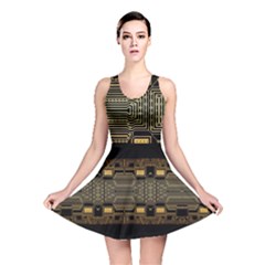 Board Digitization Circuits Reversible Skater Dress by Nexatart