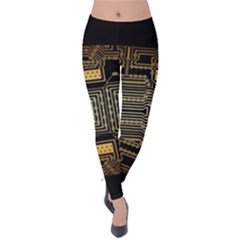 Board Digitization Circuits Velvet Leggings by Nexatart