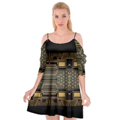 Board Digitization Circuits Cutout Spaghetti Strap Chiffon Dress by Nexatart