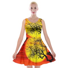 Halloween Landscape Velvet Skater Dress by Valentinaart