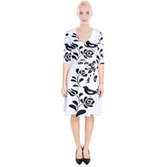 Birds Flower Rose Black Animals Wrap Up Cocktail Dress by Mariart