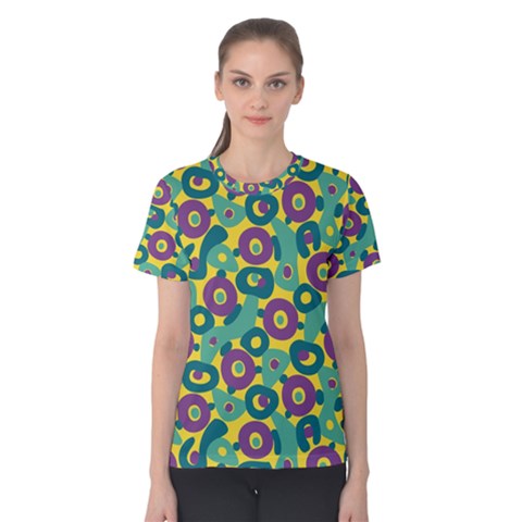 Discrete State Turing Pattern Polka Dots Green Purple Yellow Rainbow Sexy Beauty Women s Cotton Tee by Mariart