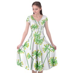 Marimekko Fabric Flower Floral Leaf Cap Sleeve Wrap Front Dress by Mariart