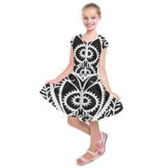 Paper Cut Butterflies Black White Kids  Short Sleeve Dress by Mariart