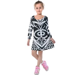 Paper Cut Butterflies Black White Kids  Long Sleeve Velvet Dress by Mariart