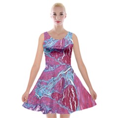 Natural Stone Red Blue Space Explore Medical Illustration Alternative Velvet Skater Dress by Mariart