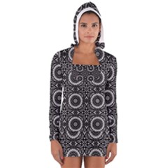 Oriental Pattern Long Sleeve Hooded T-shirt by ValentinaDesign