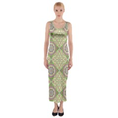 Oriental Pattern Fitted Maxi Dress by ValentinaDesign