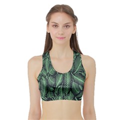 Coconut Leaves Summer Green Sports Bra With Border by Mariart