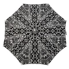 Psychedelic Pattern Flower Black Straight Umbrellas by Mariart