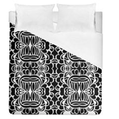 Psychedelic Pattern Flower Black Duvet Cover (queen Size) by Mariart