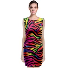 Rainbow Zebra Classic Sleeveless Midi Dress by Mariart